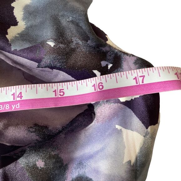 DKNY Purple Floral Cap Sleeve A-line Dress Sz 10 - Picture 8 of 11